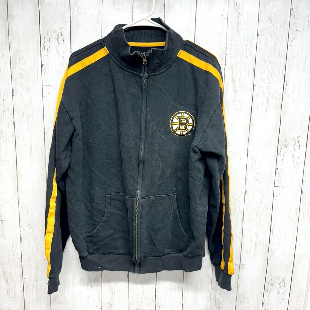 Boston Bruins Men's L G-III Full Zip Sweater Yellow Trim NHL Hockey‎ Sportswear
